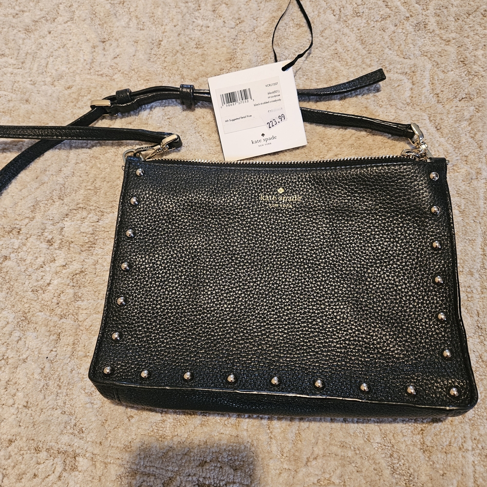 Kate Spade Black Crossbody Bag with Silver Accents